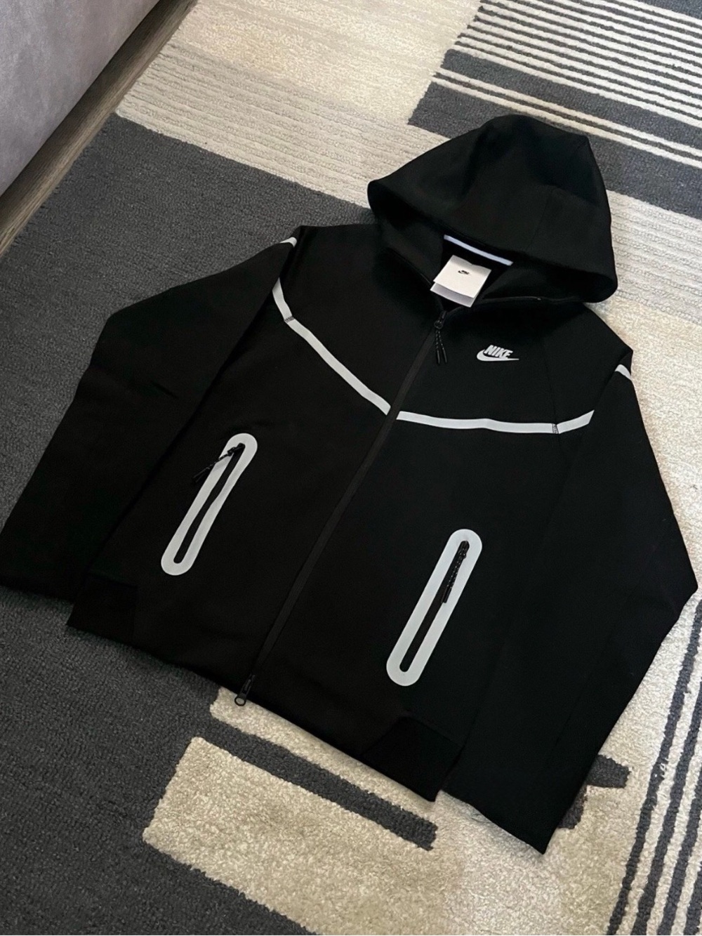 Nike Kids Black Hoodie Jacket with Reflective Accents